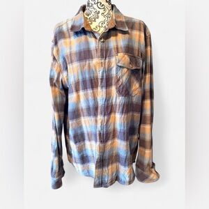 Men's Plaid CQR Button-Up Shirt in Blue, Brown & Tan